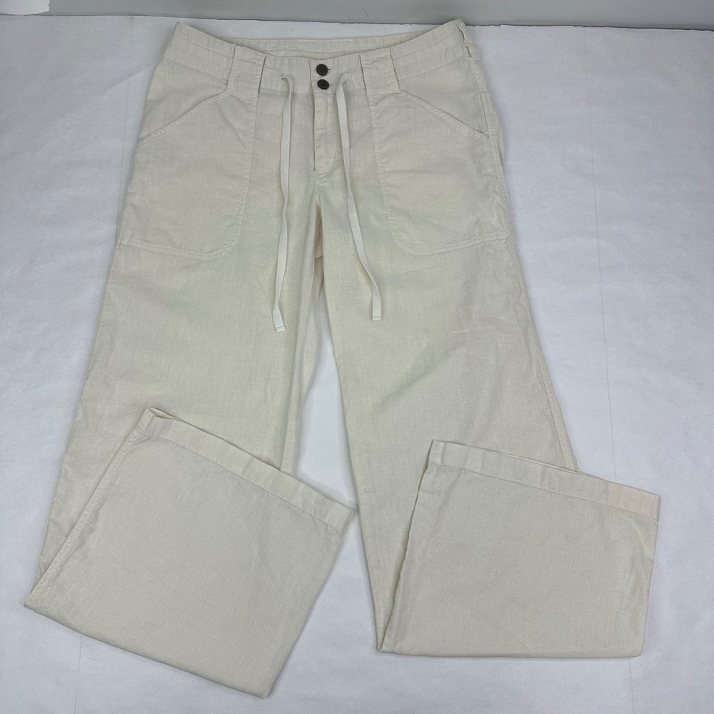 Patagonia Island Hemp Organic Cotton Wide Leg Breathable Pants Cream Size 8